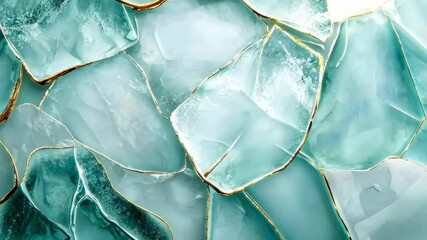 Poster - Translucent turquoise shards create a mesmerizing mosaic of color and texture in a unique artistic display. Generative AI