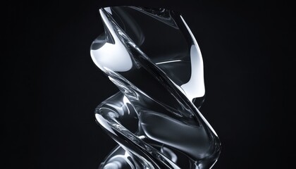 Poster - Abstract Twisted Metallic Sculpture Digital Rendering