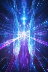 Wall Mural - Futuristic tunnel, glowing energy, digital art, abstract background, tech concept