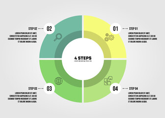 Poster - Circle chart infographic template with 4 options for presentations. Vector Eps