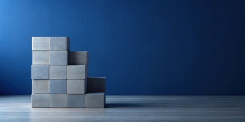Aufkleber - A structured arrangement of pale gray cubic blocks against a deep blue backdrop
