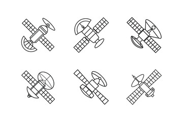 satellite icon line art vector illustration