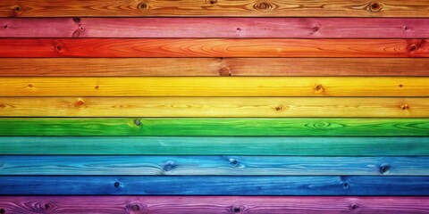 Aufkleber - Vibrant Rainbow Hues on Horizontal Wooden Planks A Colorful Background Texture for Design Projects