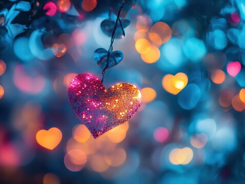 Bokeh background, beautiful blurred background, heart, space for text