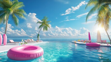 Sticker - Tropical Pool Party Oceanfront Relaxation