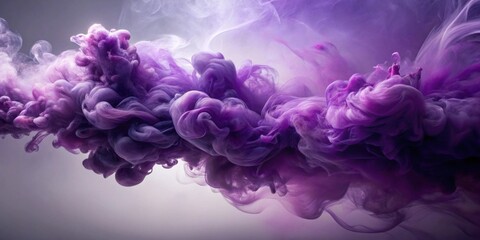 Poster - Abstract Swirling Purple and Lavender Ink Cloud Formation in Water, Artistic Fluid Design, Elegant Background