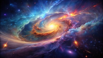 Poster - A Cosmic Dance of Vibrant Nebulae and Celestial Swirls An Enchanting Vision of Intergalactic Phenomena