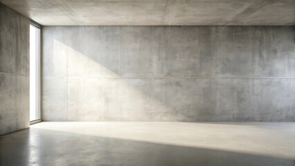Poster - Sunlit Minimalist Concrete Room A Modern Architectural Interior Design Concept Featuring a Seamless Wall and Polished Floor