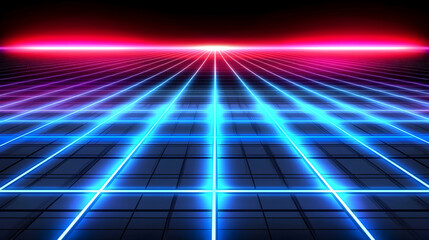 Poster - Futuristic Neon Grid Pathway