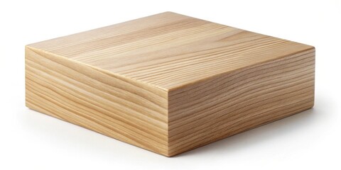 Poster - A Simple Light Brown Wooden Block, Ideal for Product Displays or Mockups, Featuring a Smooth, Natural Finish and Visible Wood Grain