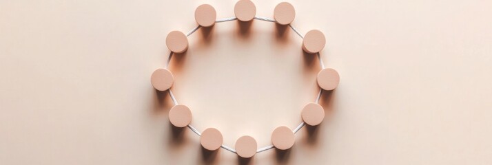 Poster - Minimalist Diversity Chain Paper Cutout Figures in Connected Ring - Social Inclusion Content for Modern Business and Cultural Awareness Campaigns
