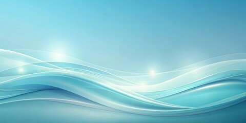 Aufkleber - Serene Aqua Waves Abstract Background with Glowing Light Effects and Smooth, Flowing Curves