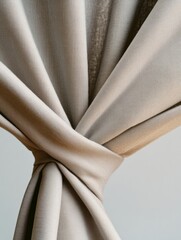 Poster - Contemporary Theater Design Pleated Beige Velvet Curtains for Modern Stage Aesthetics - Luxurious Event Proscenium Decor and Performance Venue Elegance