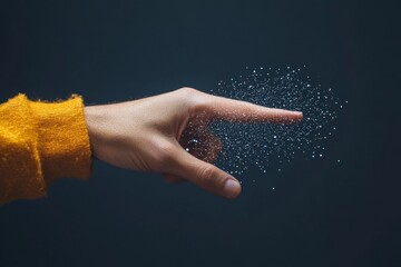 Fototapete - Futuristic Interface Communication Hand Engaging with Digital Elements - High-Tech Visualization for Business Innovation and Human-Computer Interaction Enhancement