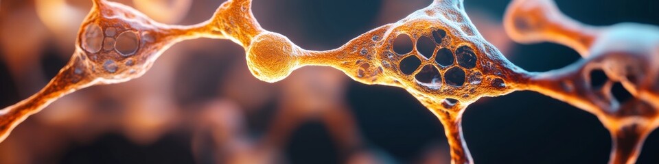 Fototapete - Futuristic Neural Network Visualization Interconnected Biopolymer Nodes and Fiber Textures - Cutting-Edge Tech Content for Digital Infrastructure and AI Systems Optimization