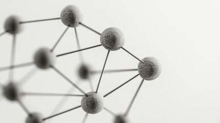 Poster - Geometric Network Visualization Minimalist Spheres and Wireframe Connections in Monochrome - Data Flow Representation for Modern Tech and Education Spaces