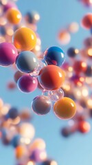 Aufkleber - Vibrant Molecular Visualization Dynamic Ball Structure in Glass Overlays, Ideal for Innovative Biotech Marketing and Educational Displays in Scientific Research