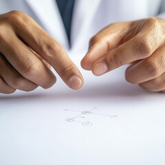 Aufkleber - Minimalist Healthcare Design Hands-on Consultation with Graph Sketch on Smooth White Surface - Professional Medical Content for Patient Engagement and Modern Clinical Communication