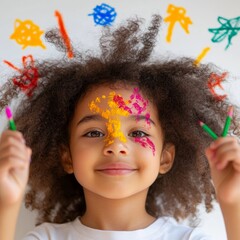 Aufkleber - Youthful Expression in Neurodiverse Classroom Vibrant Colors and Creative Learning for Inclusive Education and Child Development with Diverse Cultural Representation