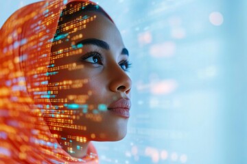 Aufkleber - Futuristic Healthcare Analytics Diverse Team Enhancing Digital Data Visualization in Corporate Meeting Room for Strategic Pharmaceutical Integration
