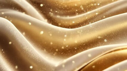 Poster - Shimmering golden waves dance elegantly in a soft, luminous glow at sunrise. Generative AI