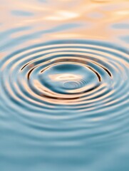 Poster - Contemporary Water Aesthetics Perfect Sphere Droplet with Expanding Ripples in Nature Imagery - Eco Awareness and Sustainable Resource Conservation Messaging