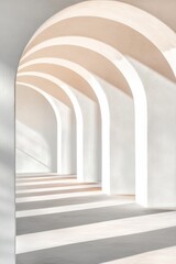 Fototapete - Curved Architectural Elegance Soft-Textured Minimal Arches and Shadows for Modern Interior Design Inspiration in Commercial Spaces and Digital Branding