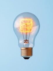 Leinwandbilder - Modern Innovative Lighting Design Glowing Filament in Clear Bulb on Textured Surface for Business Innovation and Creative Planning Displays