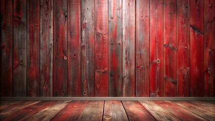 Aufkleber - Rustic Red Wooden Wall and Floor Background Ideal for Interior Design Projects and Vintage Style Presentations