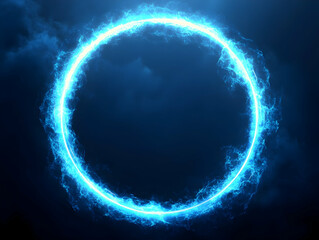 Poster - Abstract glowing circle frame, dark background.  Possible use for graphic design, website element