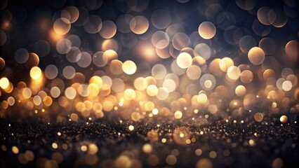 Wall Mural - Dark Background with Golden and Silver Bokeh Lights and Sparkling Glitter Texture