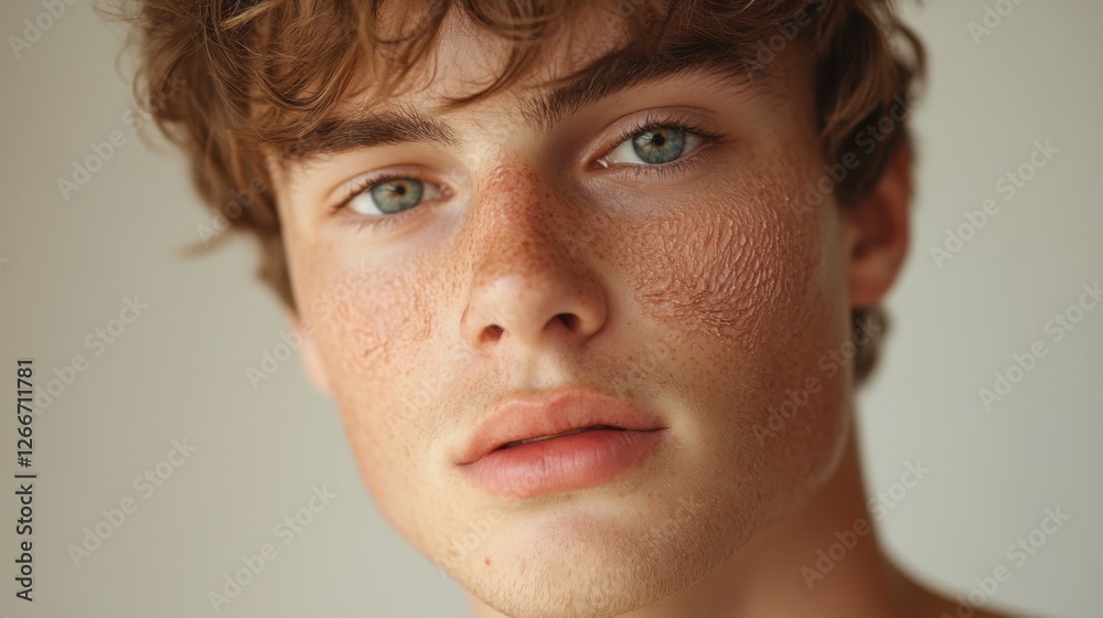Before and after photos of a problematic face and healthy skin. Close ...