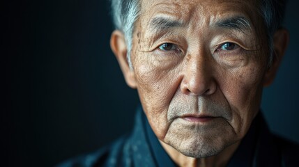 Wall Mural - asia Before and after photos of a problematic face and healthy skin. Close Up Portrait of an Elderly Man