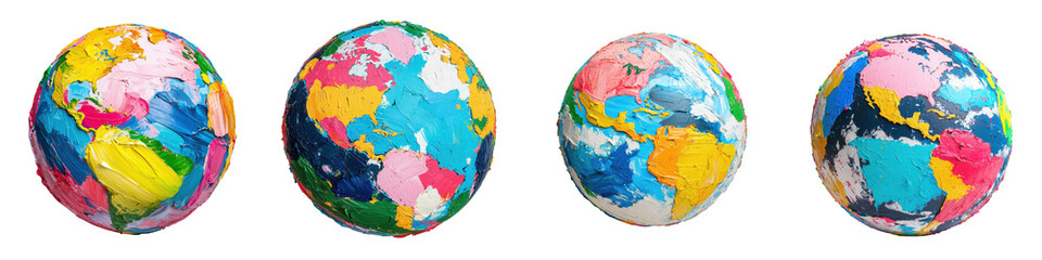 Vibrant and creative abstract painting of a globe showcasing a diversity of colors textures and patterns that symbolize the interconnectedness and of our world
