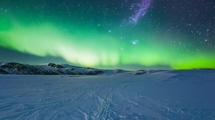 Wall Mural - aurora borealis over the lake