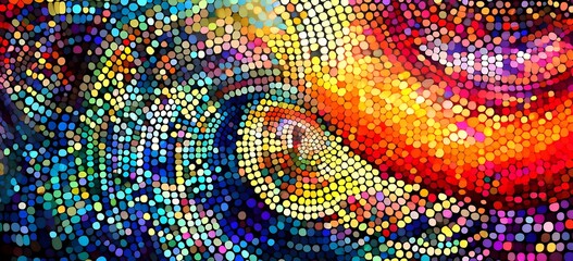 Wall Mural - Art painting abstract background Vibrant Colorful abstract rainbow background with halftone dots and artistic wave pattern.