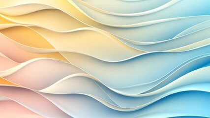 Poster - Captivating waves of color intertwine in a serene abstract display showcasing soft pastels and gentle curves. Generative AI