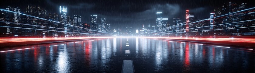 Aufkleber - an urban night scene with a mix of analog film photography and futuristic digital overlays, neon-lit