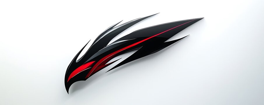 Dynamic sports logo with bold black and red highlights in a sharp design on white
