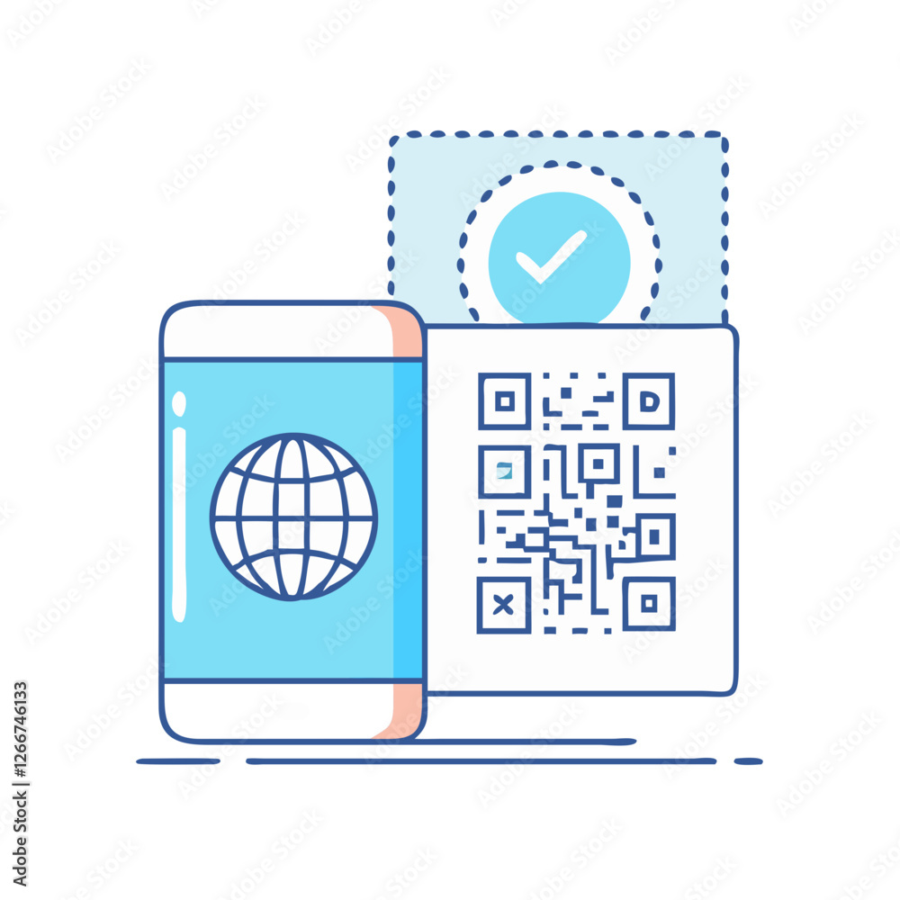 Qpassport Code Example qr code with passport icon, qr code with passport vector illustration ...