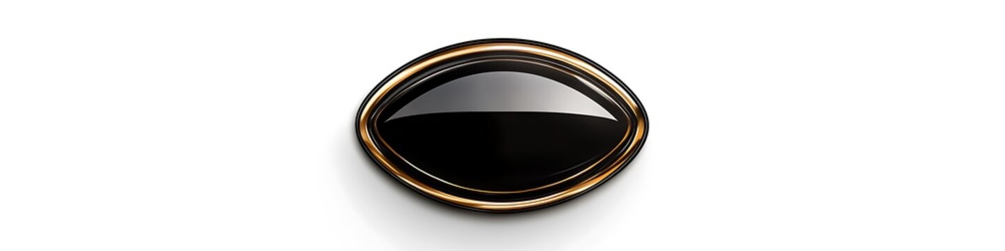 Elegant luxury logo with glossy black and metallic gold accents in a circular layout on white