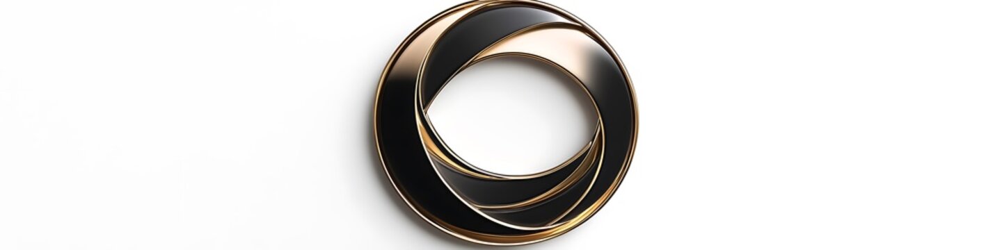 Elegant luxury logo with glossy black and metallic gold accents in a circular layout on white