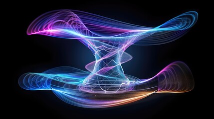 Aufkleber - Dynamic light waves in abstract art digital realm visual content dark background artistic viewpoint energy concept