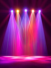 Wall Mural - The stage is illuminated by colorful spotlights, creating an atmosphere of celebration and fun on the dance floor.