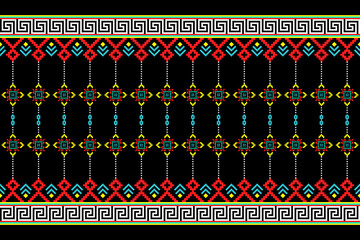 Wall Mural - Cross stitch pattern concept showcasing traditional ethnic geometric pattern, Design for textile, background,carpet,wallpaper,clothing,wrapping,Batik,fabric,Vector illustration	
