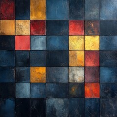 Wall Mural - Abstract Wall Tiles with Vivid Colors and Textures Creating a Unique and Modern Design for Contemporary Interiors and Artwork Backgrounds