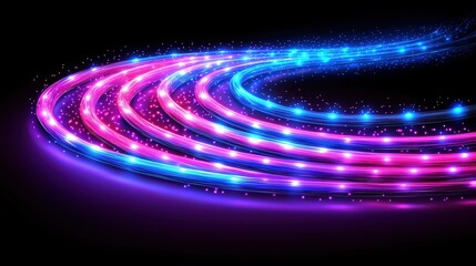 Poster - Striking abstract neon background featuring glowing lines and sparkling stars