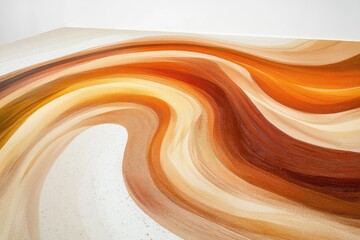 Wall Mural - Abstract artwork depicting swirling, earthy tones of beige, brown, and orange creating a dynamic, flowing composition.