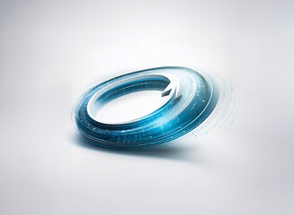 Poster - a blurred blue ring swirls dynamically against a clean white backdrop, suggesting motion, speed, and