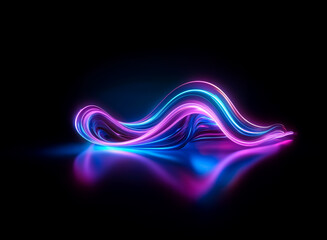 Aufkleber - abstract wavy shape with neon pink and blue light on a black background, creating a glowing and refl